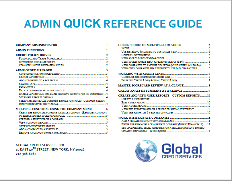 Quick Reference Standard Cover Page